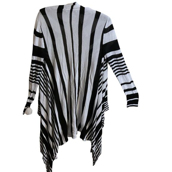 White House Black Market Open Front Waterfall Cardigan Sweater Striped Size M - Picture 5 of 6